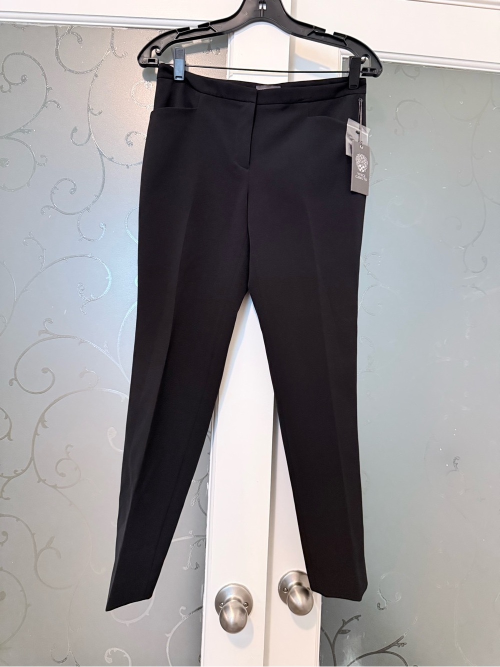 Vince Camuto Black Ponte Slim Ankle Pants